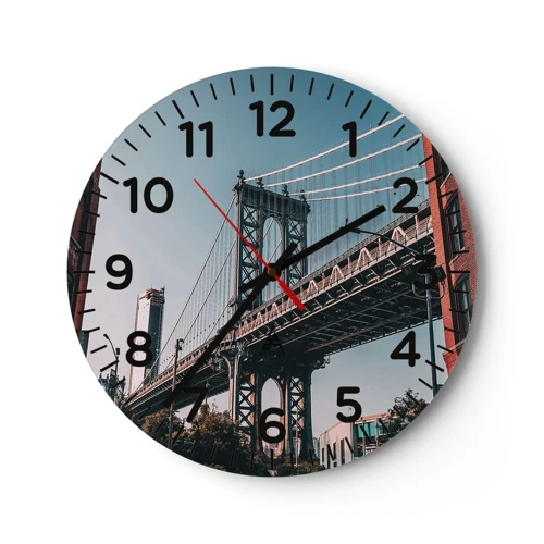 Reloj de pared - Reloj de vidrio - Sobre el fluir de la ciudad - 30x30 cm