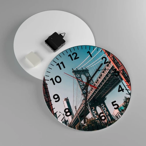 Reloj de pared - Reloj de vidrio - Sobre el fluir de la ciudad - 30x30 cm