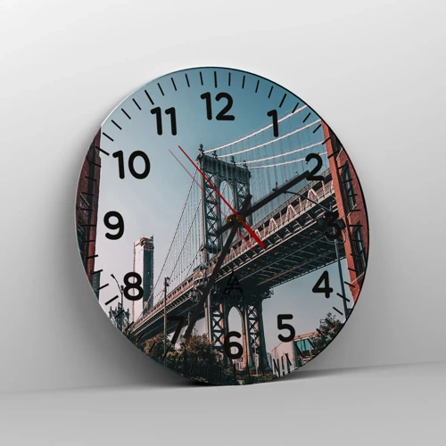 Reloj de pared - Reloj de vidrio - Sobre el fluir de la ciudad - 30x30 cm