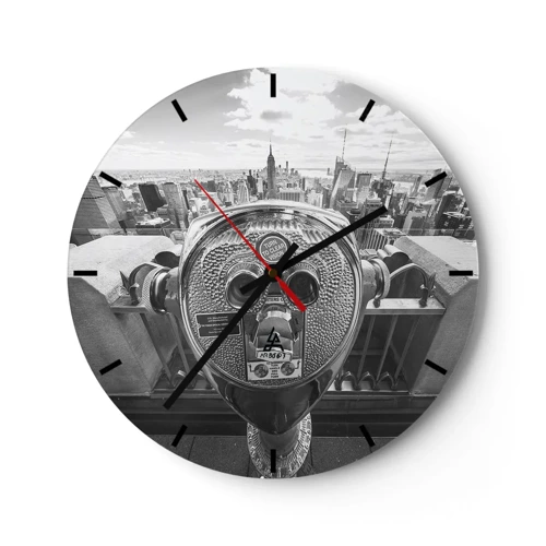Reloj de pared - Reloj de vidrio - Sobre la ciudad - 30x30 cm
