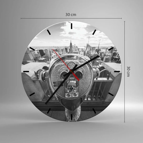 Reloj de pared - Reloj de vidrio - Sobre la ciudad - 30x30 cm
