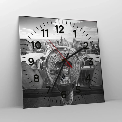Reloj de pared - Reloj de vidrio - Sobre la ciudad - 40x40 cm