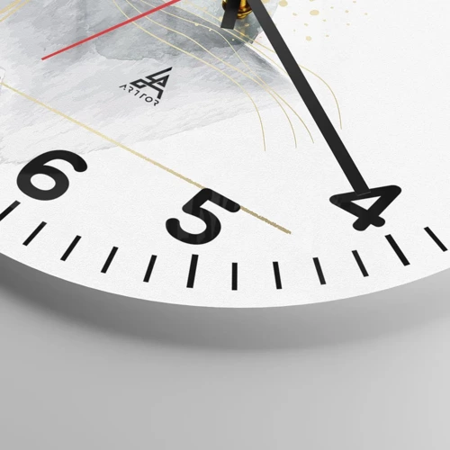 Reloj de pared - Reloj de vidrio - Sobre la relación entre el gris y el oro - 30x30 cm