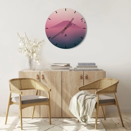 Reloj de pared - Reloj de vidrio - Sobre las nubes - 30x30 cm