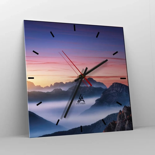 Reloj de pared - Reloj de vidrio - Sobre los valles - 40x40 cm