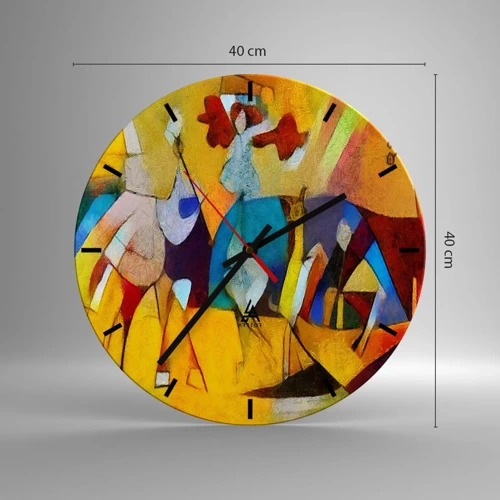 Reloj de pared - Reloj de vidrio - Sol - vida - alegría - 40x40 cm