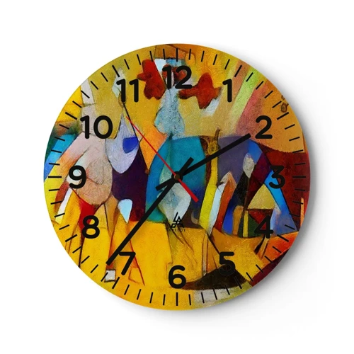 Reloj de pared - Reloj de vidrio - Sol - vida - alegría - 40x40 cm