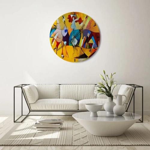 Reloj de pared - Reloj de vidrio - Sol - vida - alegría - 40x40 cm