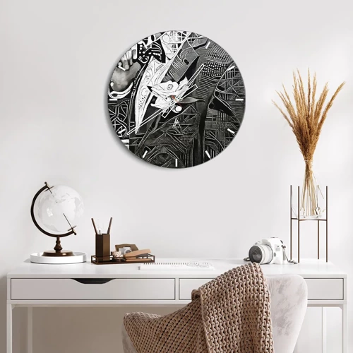 Reloj de pared - Reloj de vidrio - Solo un hombre aparentemente gris - 40x40 cm