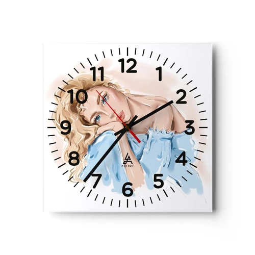 Reloj de pared - Reloj de vidrio - Soñar en azul - 30x30 cm