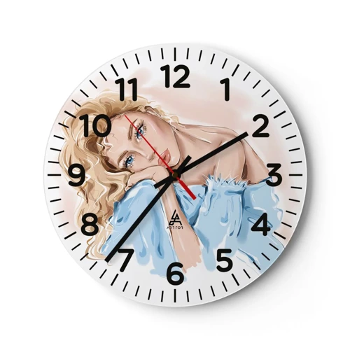 Reloj de pared - Reloj de vidrio - Soñar en azul - 30x30 cm