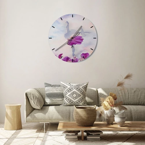 Reloj de pared - Reloj de vidrio - Suave como una flor - 30x30 cm