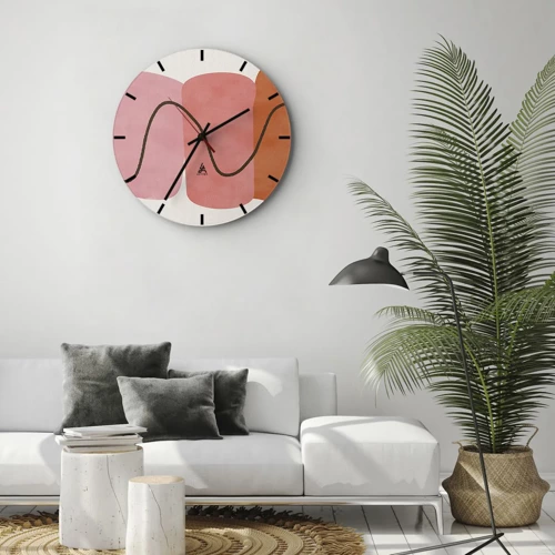 Reloj de pared - Reloj de vidrio - Suave movimiento de formas - 30x30 cm