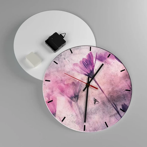 Reloj de pared - Reloj de vidrio - Sueño de flores - 30x30 cm