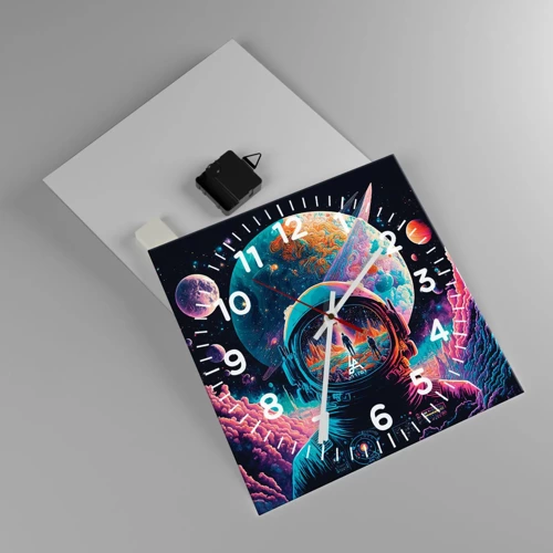 Reloj de pared - Reloj de vidrio - Sueños de niño - 30x30 cm