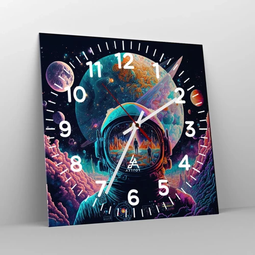 Reloj de pared - Reloj de vidrio - Sueños de niño - 30x30 cm