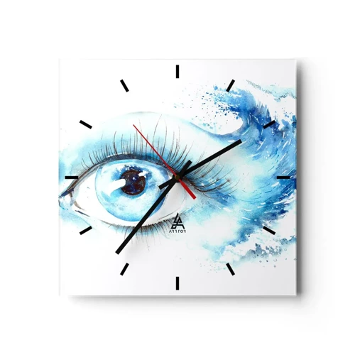 Reloj de pared - Reloj de vidrio - Sumérgete en el azul de tu mirada - 30x30 cm