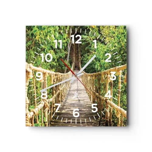 Reloj de pared - Reloj de vidrio - Suspendido en verde - 40x40 cm