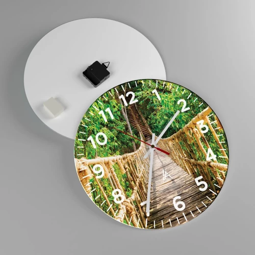Reloj de pared - Reloj de vidrio - Suspendido en verde - 40x40 cm