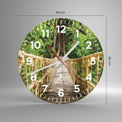 Reloj de pared - Reloj de vidrio - Suspendido en verde - 40x40 cm