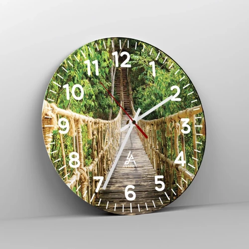 Reloj de pared - Reloj de vidrio - Suspendido en verde - 40x40 cm