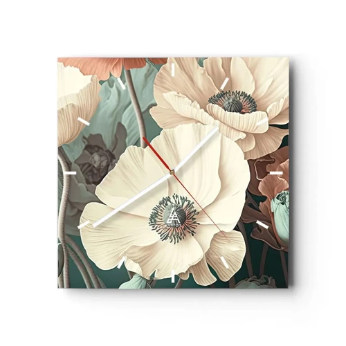 Reloj de pared - Reloj de vidrio - Susurro de amapolas - 30x30 cm