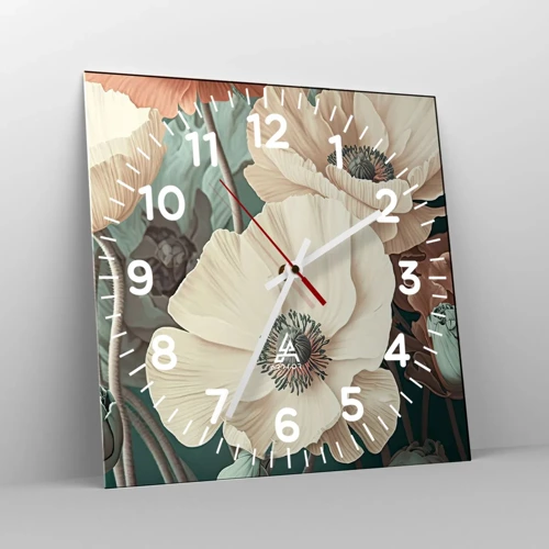 Reloj de pared - Reloj de vidrio - Susurro de amapolas - 30x30 cm