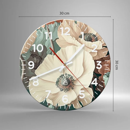 Reloj de pared - Reloj de vidrio - Susurro de amapolas - 30x30 cm