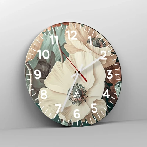 Reloj de pared - Reloj de vidrio - Susurro de amapolas - 30x30 cm