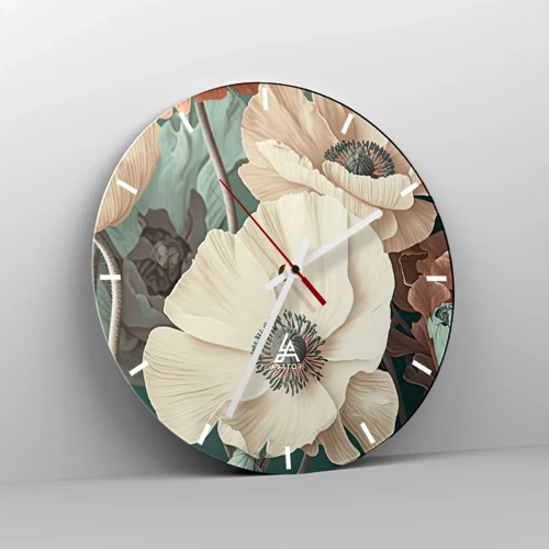 Reloj de pared - Reloj de vidrio - Susurro de amapolas - 40x40 cm