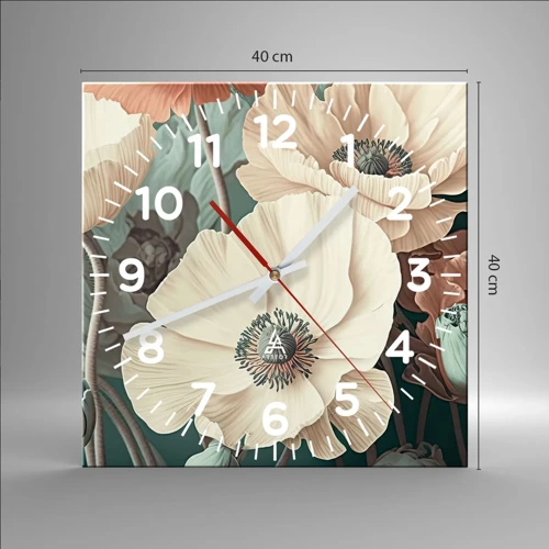 Reloj de pared - Reloj de vidrio - Susurro de amapolas - 40x40 cm