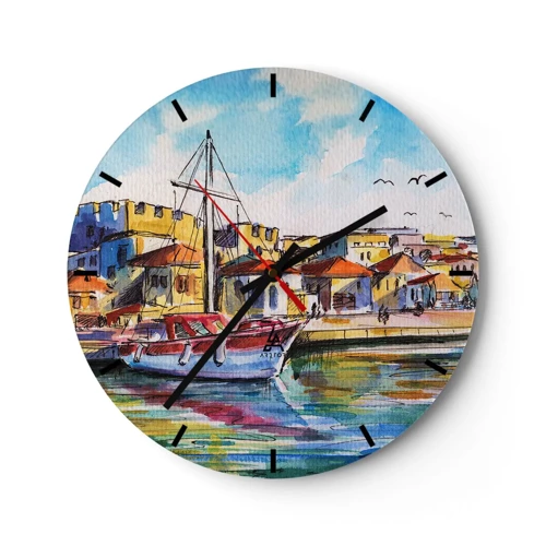 Reloj de pared - Reloj de vidrio - Tarde de arco iris - 30x30 cm