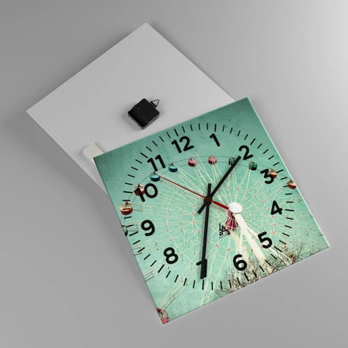 Reloj de pared - Reloj de vidrio - Te invitamos a jugar - 40x40 cm