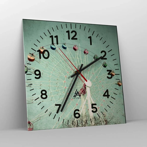 Reloj de pared - Reloj de vidrio - Te invitamos a jugar - 40x40 cm