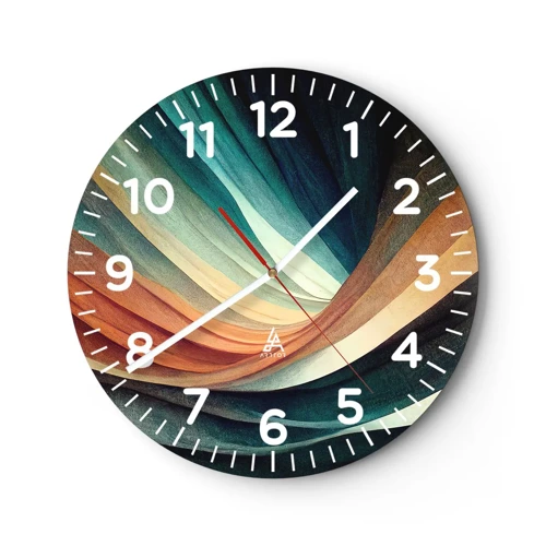 Reloj de pared - Reloj de vidrio - Tejido de colores - 40x40 cm