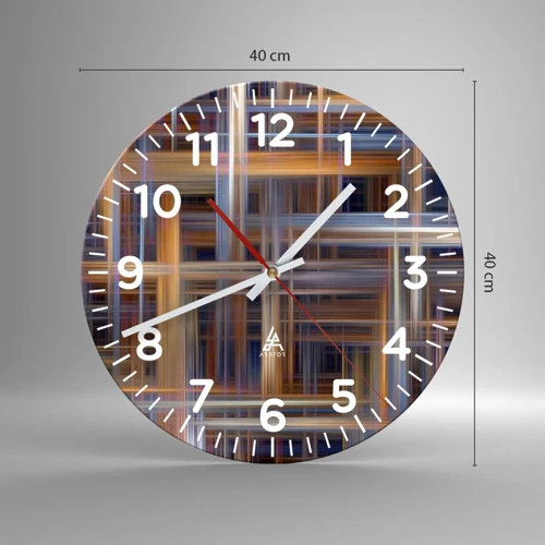 Reloj de pared - Reloj de vidrio - Tejido de luz - 40x40 cm