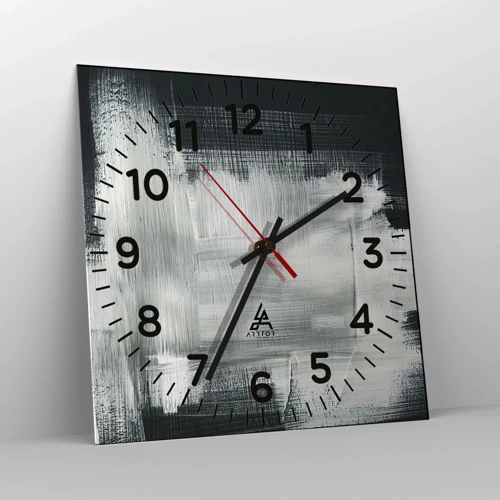 Reloj de pared - Reloj de vidrio - Tejido vertical y horizontal - 30x30 cm