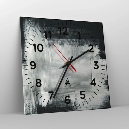 Reloj de pared - Reloj de vidrio - Tejido vertical y horizontal - 40x40 cm