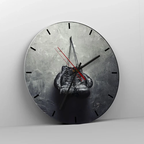 Reloj de pared - Reloj de vidrio - Tiempo de lucha y tiempo de paz - 30x30 cm