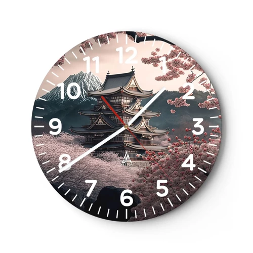 Reloj de pared - Reloj de vidrio - Tierra de cerezos en flor - 40x40 cm