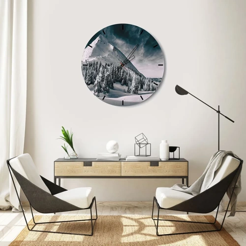 Reloj de pared - Reloj de vidrio - Tierra de nieve y hielo - 40x40 cm