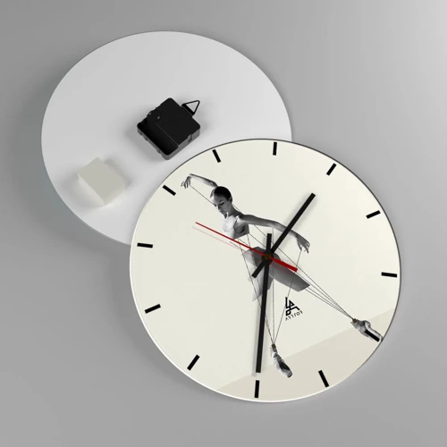 Reloj de pared - Reloj de vidrio - Títere de sí misma - 30x30 cm