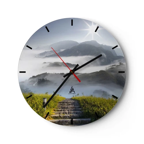 Reloj de pared - Reloj de vidrio - Todavía en las nubes - 30x30 cm