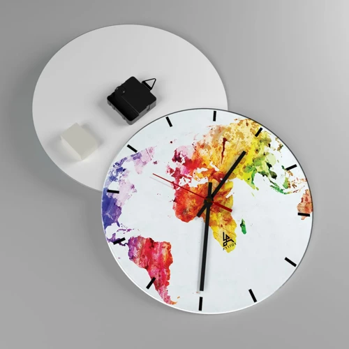 Reloj de pared - Reloj de vidrio - Todos los colores del mundo - 30x30 cm