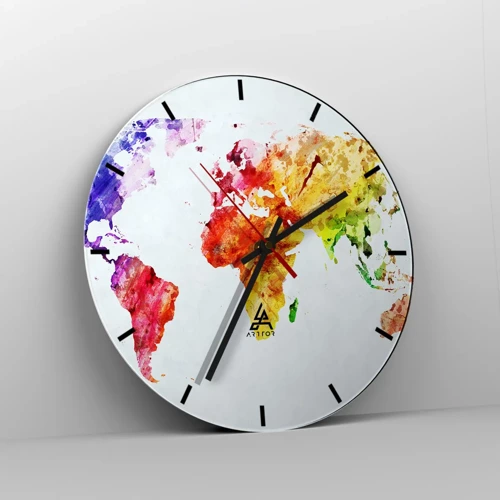 Reloj de pared - Reloj de vidrio - Todos los colores del mundo - 30x30 cm