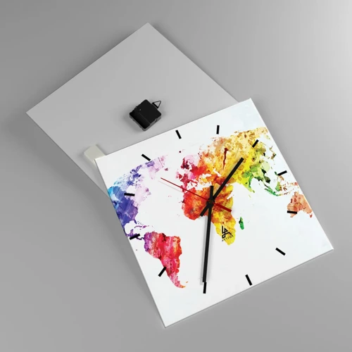 Reloj de pared - Reloj de vidrio - Todos los colores del mundo - 40x40 cm