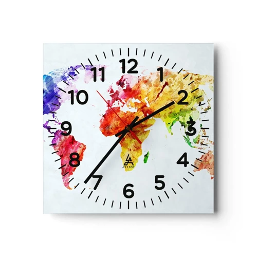 Reloj de pared - Reloj de vidrio - Todos los colores del mundo - 40x40 cm