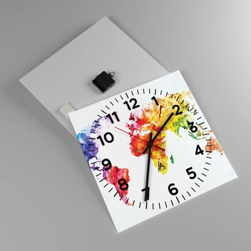 Reloj de pared - Reloj de vidrio - Todos los colores del mundo - 40x40 cm