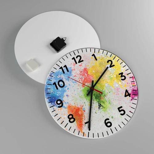 Reloj de pared - Reloj de vidrio - Todos los colores del mundo - 40x40 cm