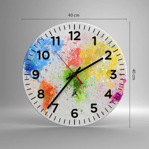 Reloj de pared - Reloj de vidrio - Todos los colores del mundo - 40x40 cm